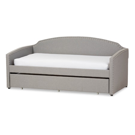 Baxton Studio Lanny Grey Arched Back Sofa Twin Daybed with Roll-Out Trundle Bed 125-6841